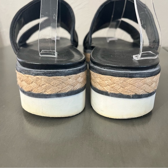 Franco Sarto Titan Black Leather Slip On Platform Slide Sandals Espadrilles 9 - Picture 4 of 7